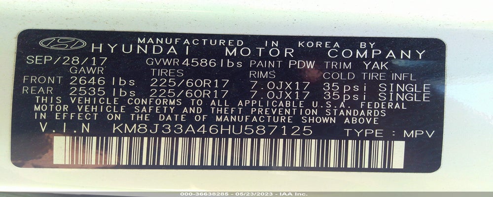 KM8J33A46HU587125 2017 HYUNDAI TUCSON photo no. 9