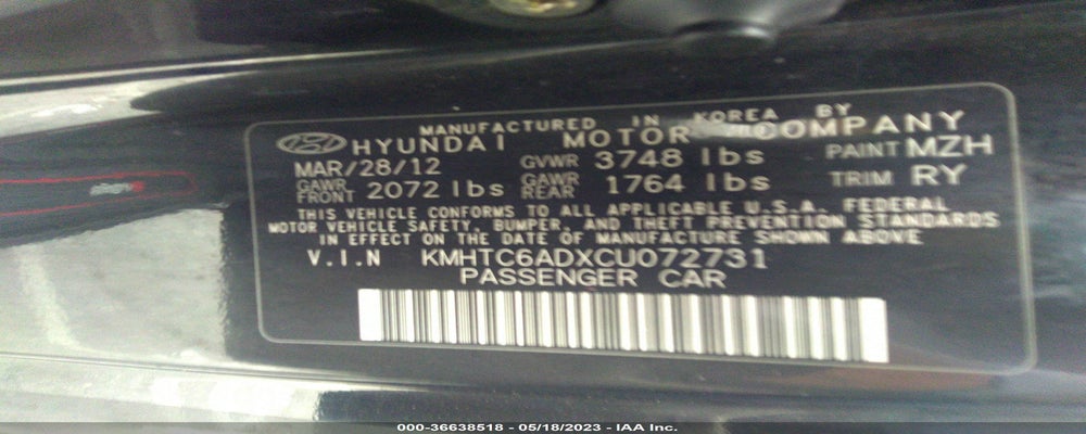 KMHTC6ADXCU072731 2012 HYUNDAI VELOSTER photo no. 9