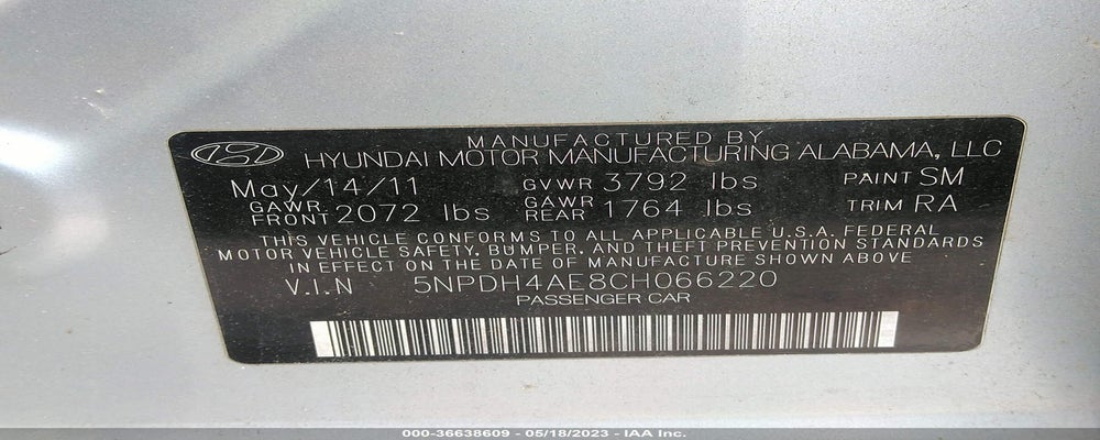 5NPDH4AE8CH066220 2012 HYUNDAI ELANTRA photo no. 9