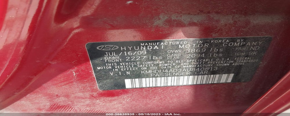 KMHDU4AD3AU840813 2010 HYUNDAI ELANTRA photo no. 9