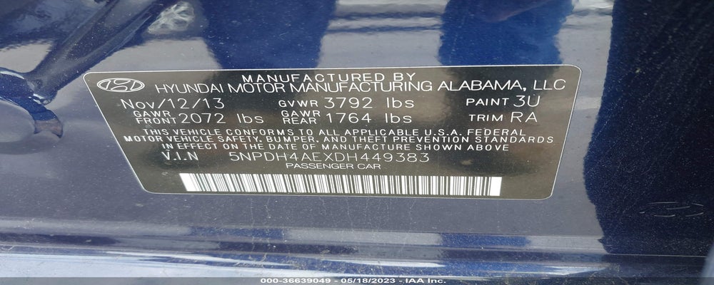 5NPDH4AEXDH449383 2013 HYUNDAI ELANTRA photo no. 9