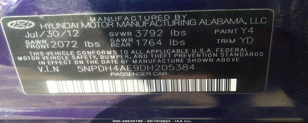 5NPDH4AE9DH205384 2013 HYUNDAI ELANTRA photo no. 9