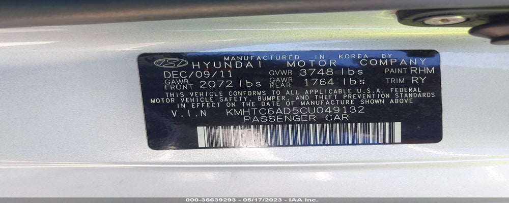 KMHTC6AD5CU049132 2012 HYUNDAI VELOSTER photo no. 9