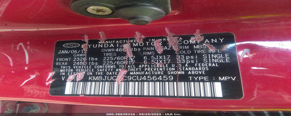KM8JUCAC9CU456459 2012 HYUNDAI TUCSON photo no. 9