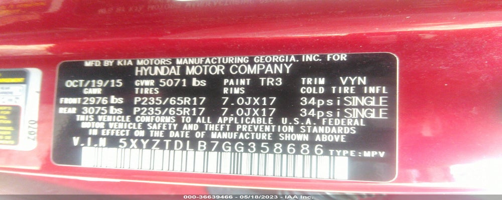 5XYZTDLB7GG358686 2016 HYUNDAI SANTA FE SPORT photo no. 9