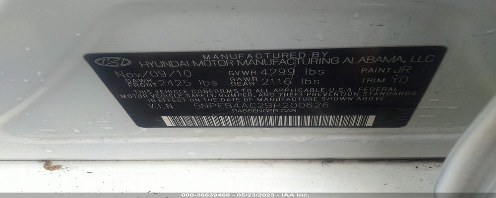 5NPEB4AC2BH200626 2011 HYUNDAI SONATA photo no. 9