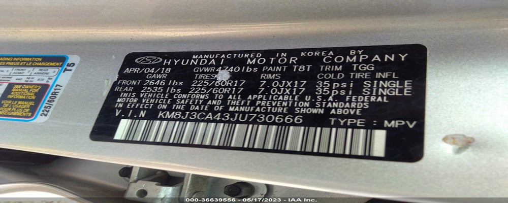 KM8J3CA43JU730666 2018 HYUNDAI TUCSON photo no. 9