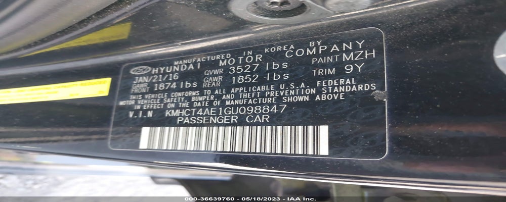 KMHCT4AE1GU098847 2016 HYUNDAI ACCENT photo no. 9