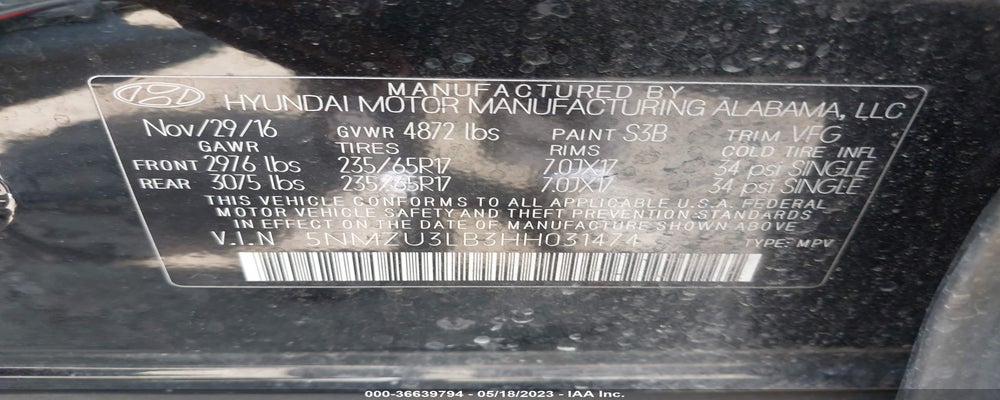 5NMZU3LB3HH031474 2017 HYUNDAI SANTA FE SPORT photo no. 9