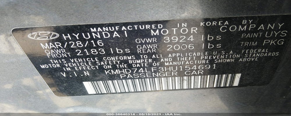 KMHD74LF3HU154691 2017 HYUNDAI ELANTRA photo no. 9