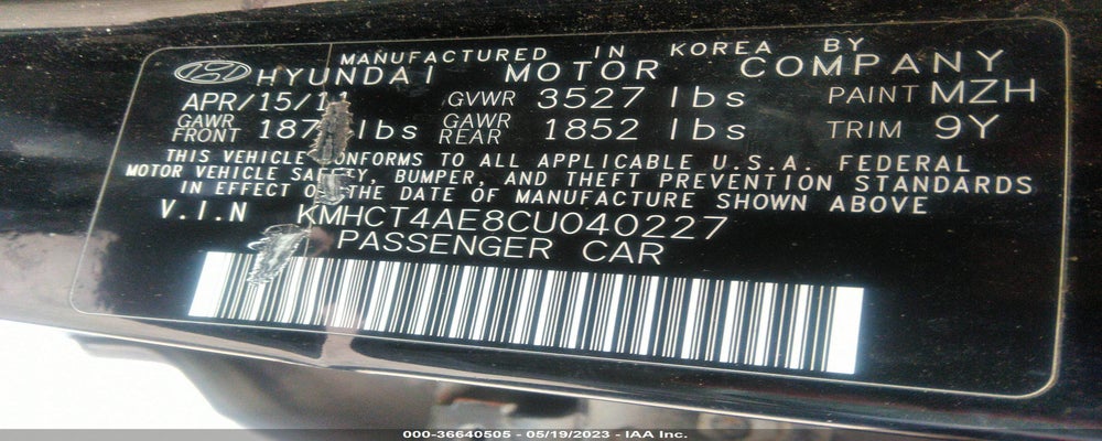 KMHCT4AE8CU040227 2012 HYUNDAI ACCENT photo no. 9