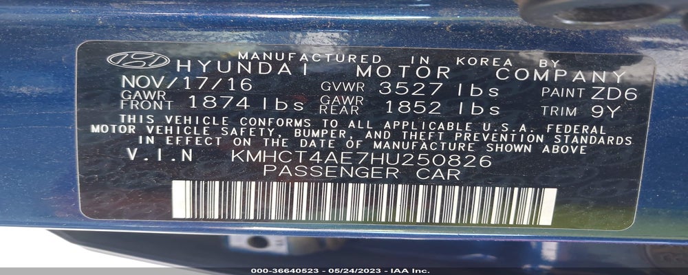 KMHCT4AE7HU250826 2017 HYUNDAI ACCENT photo no. 9