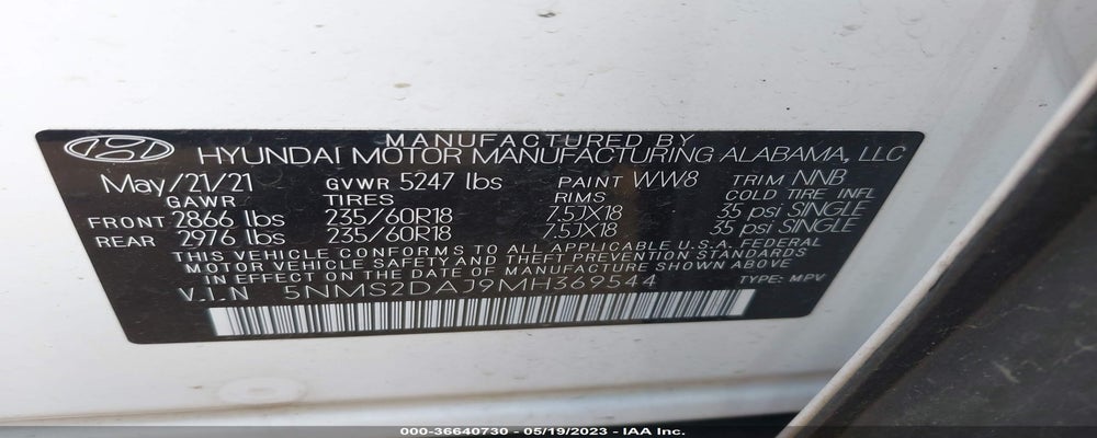 5NMS2DAJ9MH369544 2021 HYUNDAI SANTA FE photo no. 9