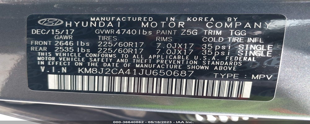 KM8J2CA41JU650687 2018 HYUNDAI TUCSON photo no. 9
