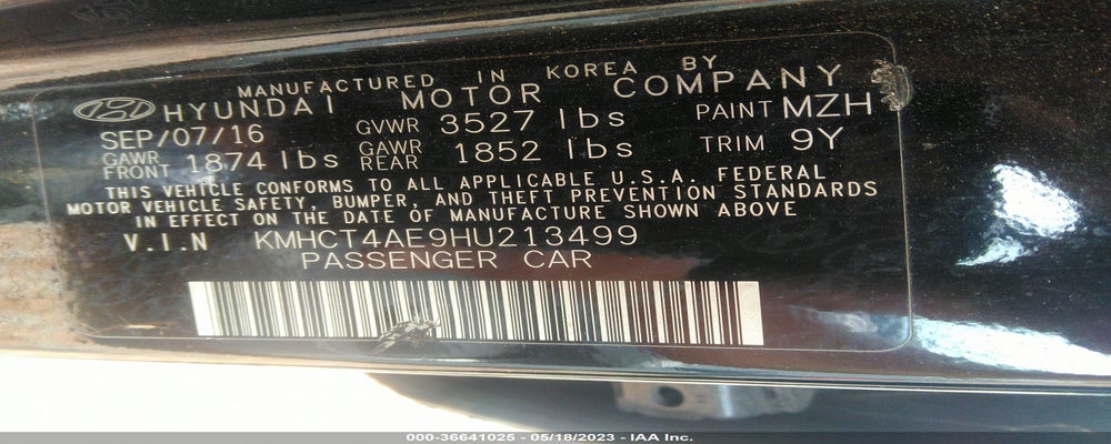 KMHCT4AE9HU213499 2017 HYUNDAI ACCENT photo no. 9