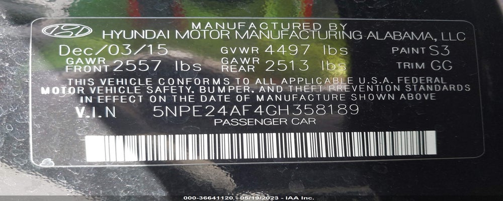 5NPE24AF4GH358189 2016 HYUNDAI SONATA photo no. 9