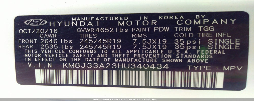 KM8J33A23HU340434 2017 HYUNDAI TUCSON photo no. 9