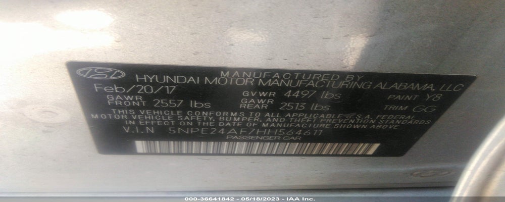 5NPE24AF7HH564611 2017 HYUNDAI SONATA photo no. 9