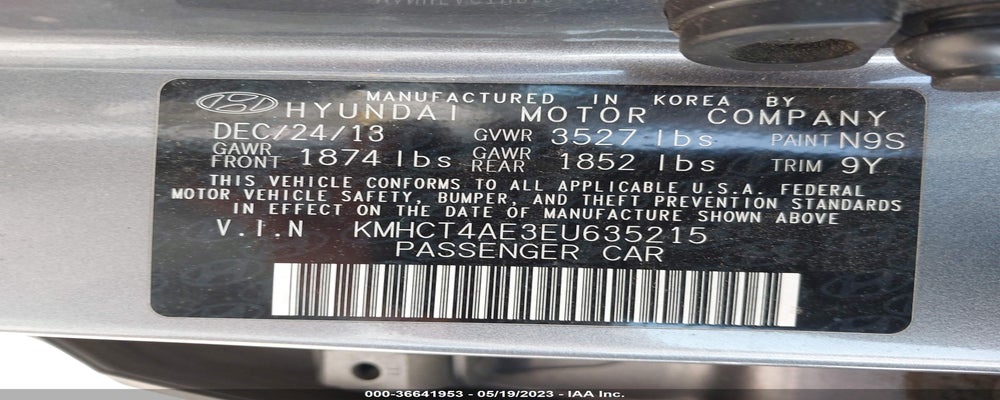 KMHCT4AE3EU635215 2014 HYUNDAI ACCENT photo no. 9
