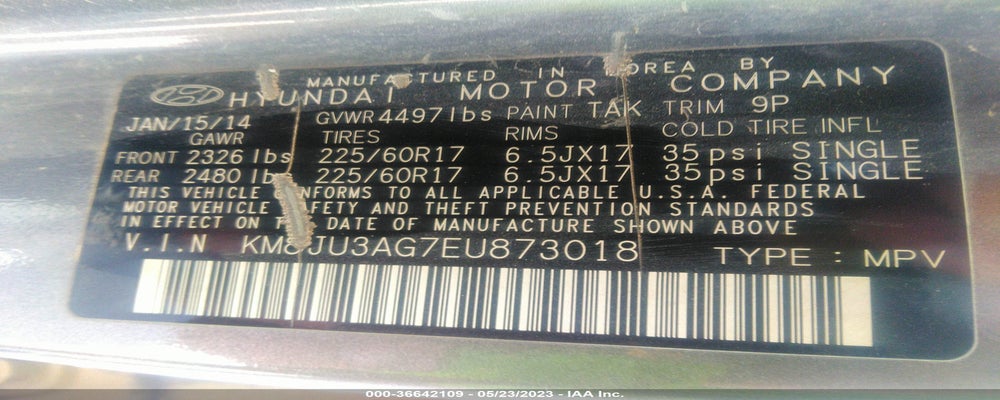 KM8JU3AG7EU873018 2014 HYUNDAI TUCSON photo no. 9