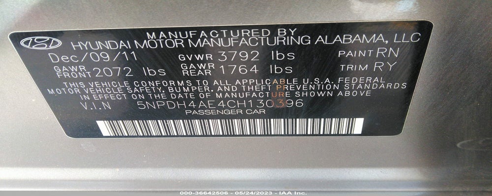 5NPDH4AE4CH130396 2012 HYUNDAI ELANTRA photo no. 9