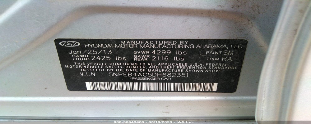 5NPEB4AC5DH682351 2013 HYUNDAI SONATA photo no. 9