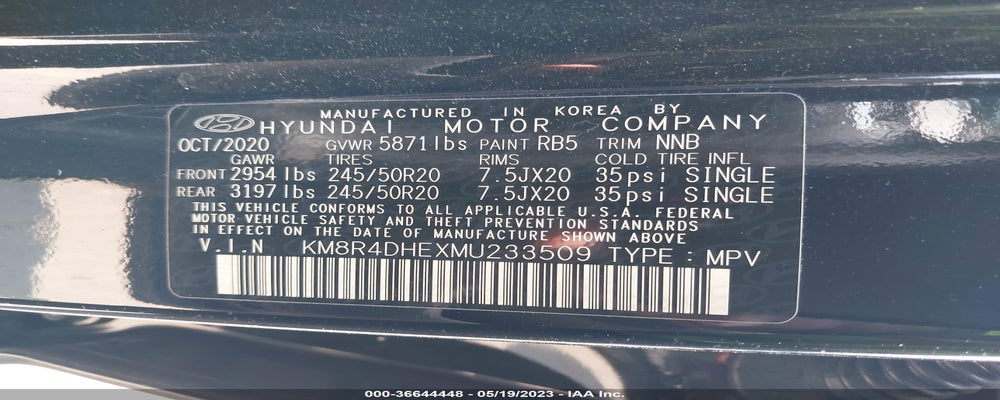 KM8R4DHEXMU233509 2021 HYUNDAI PALISADE photo no. 9