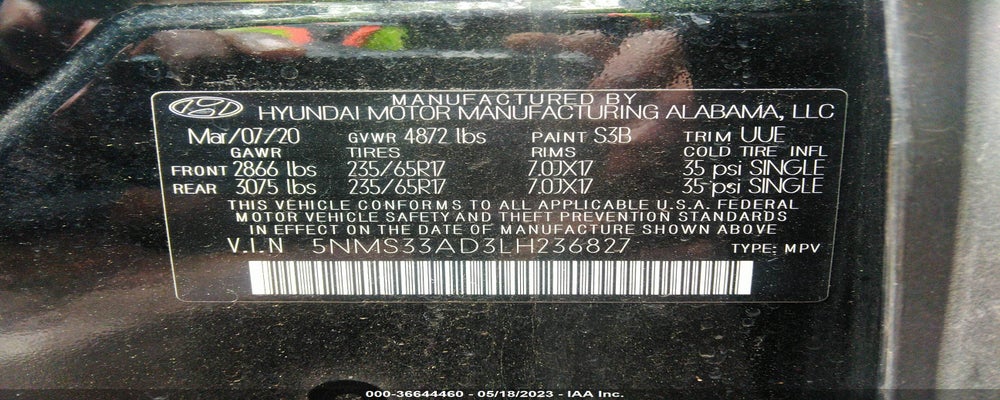 5NMS33AD3LH236827 2020 HYUNDAI SANTA FE photo no. 9