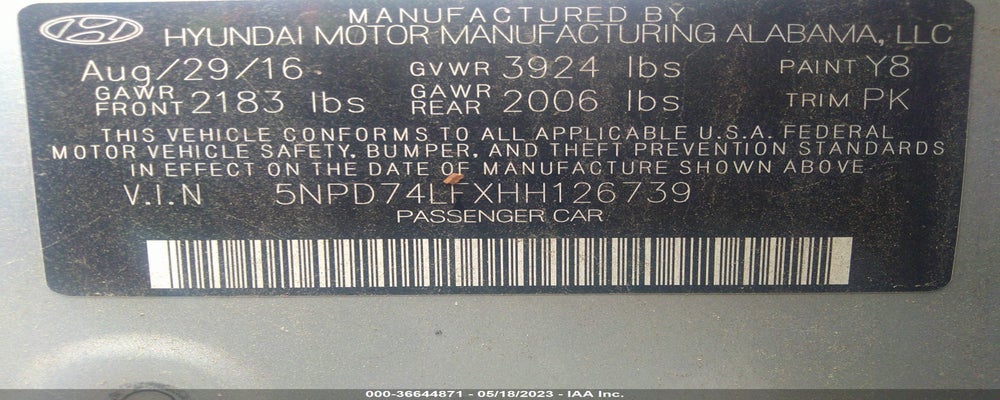 5NPD74LFXHH126739 2017 HYUNDAI ELANTRA photo no. 9