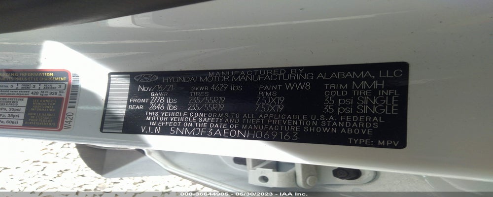 5NMJF3AE0NH069163 2022 HYUNDAI TUCSON photo no. 9