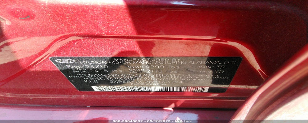 5NPEB4AC2BH163724 2011 HYUNDAI SONATA photo no. 9