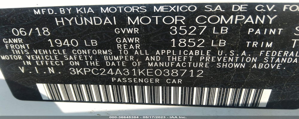 3KPC24A31KE038712 2019 HYUNDAI ACCENT photo no. 9