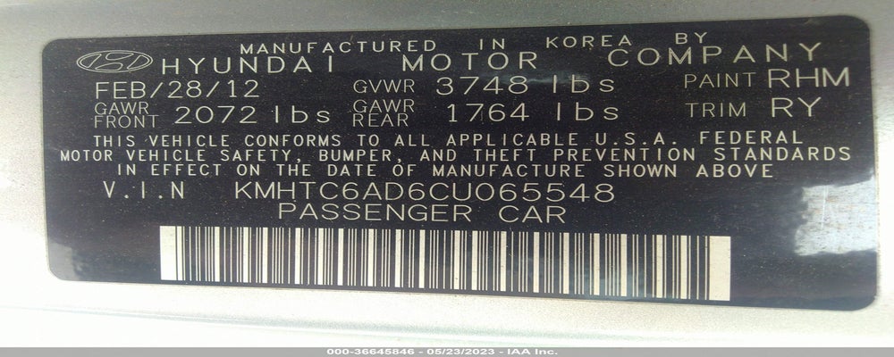 KMHTC6AD6CU065548 2012 HYUNDAI VELOSTER photo no. 9