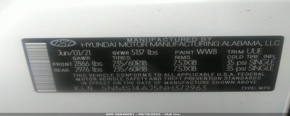 5NMS14AJ5NH372963 2022 HYUNDAI SANTA FE photo no. 9