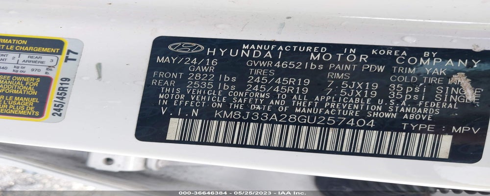 KM8J33A28GU257404 2016 HYUNDAI TUCSON photo no. 9