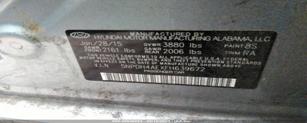 5NPDH4AEXFH639672 2015 HYUNDAI ELANTRA photo no. 9