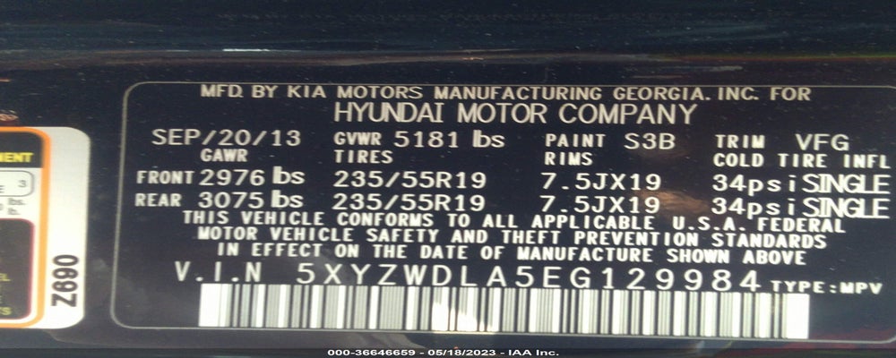 5XYZWDLA5EG129984 2014 HYUNDAI SANTA FE SPORT photo no. 9