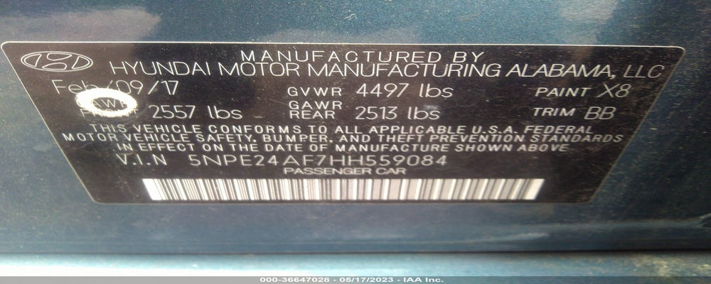 5NPE24AF7HH559084 2017 HYUNDAI SONATA photo no. 9