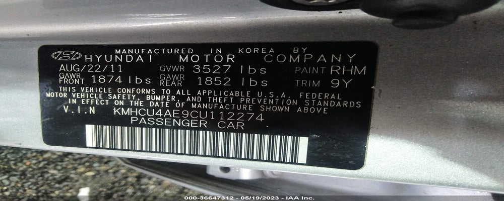 KMHCU4AE9CU112274 2012 HYUNDAI ACCENT photo no. 9