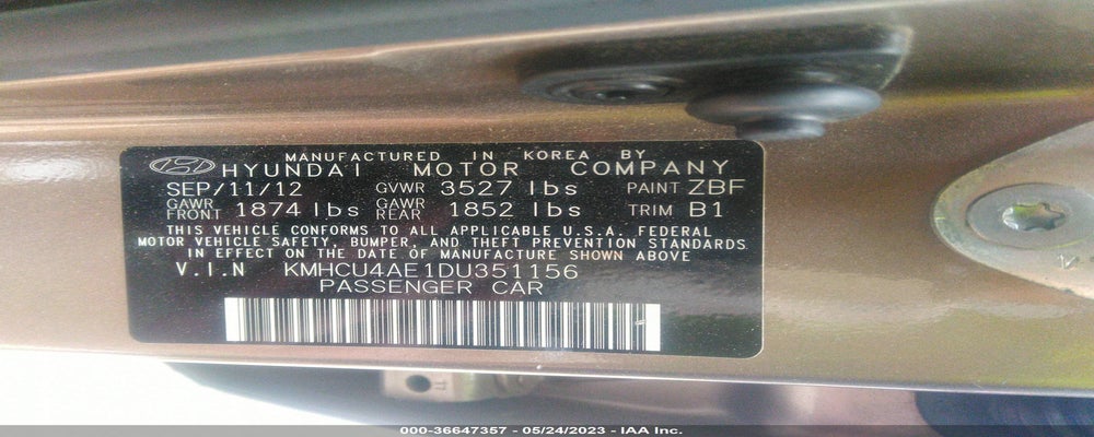 KMHCU4AE1DU351156 2013 HYUNDAI ACCENT photo no. 9