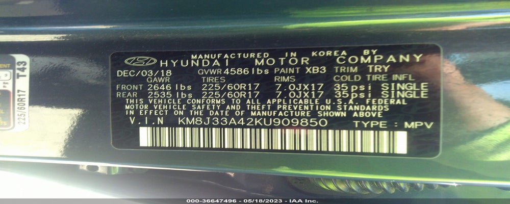 KM8J33A42KU909850 2019 HYUNDAI TUCSON photo no. 9