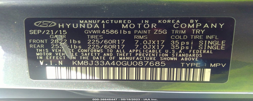 KM8J33A40GU087685 2016 HYUNDAI TUCSON photo no. 9