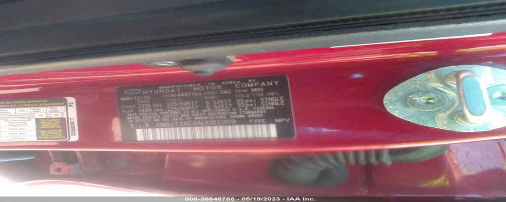 KM8JT3AC9AU081009 2010 HYUNDAI TUCSON photo no. 9
