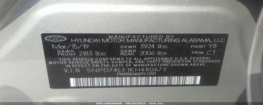 5NPD74LF1KH480673 2019 HYUNDAI ELANTRA photo no. 9