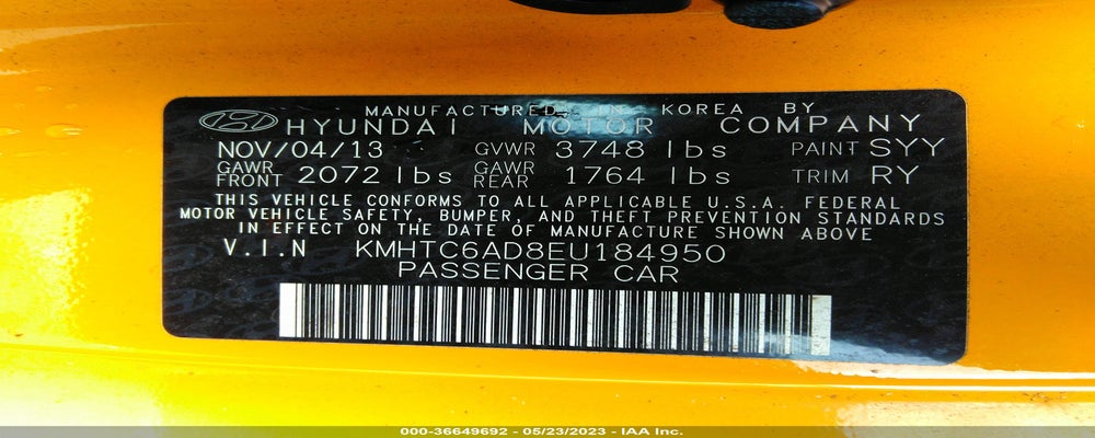 KMHTC6AD8EU184950 2014 HYUNDAI VELOSTER photo no. 9