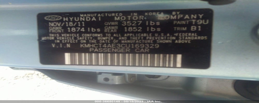 KMHCT4AE3CU169329 2012 HYUNDAI ACCENT photo no. 9