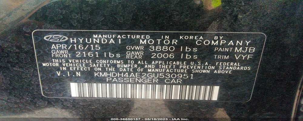 KMHDH4AE2GU530951 2016 HYUNDAI ELANTRA photo no. 9