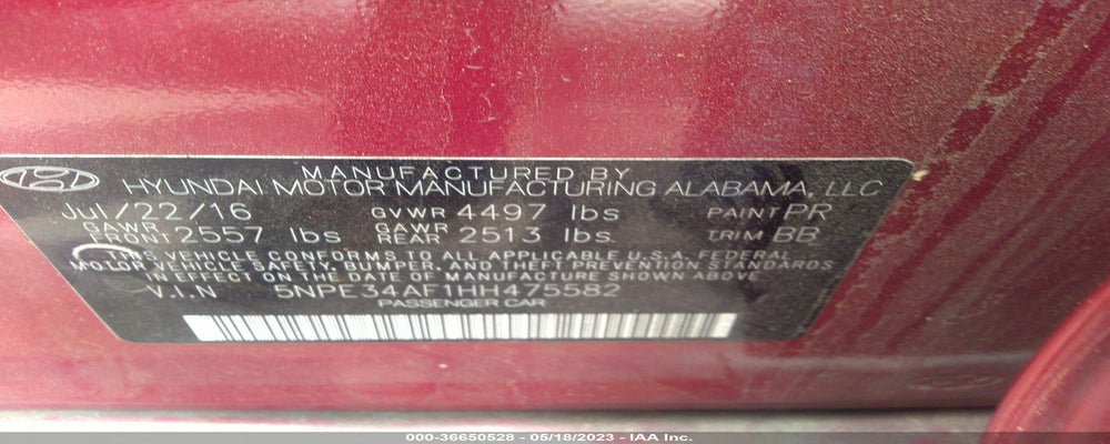 5NPE34AF1HH475582 2017 HYUNDAI SONATA photo no. 9