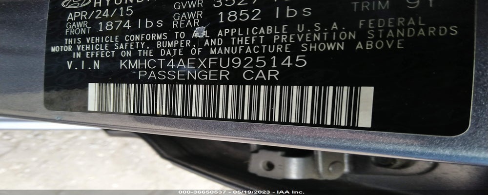 KMHCT4AEXFU925145 2015 HYUNDAI ACCENT photo no. 9