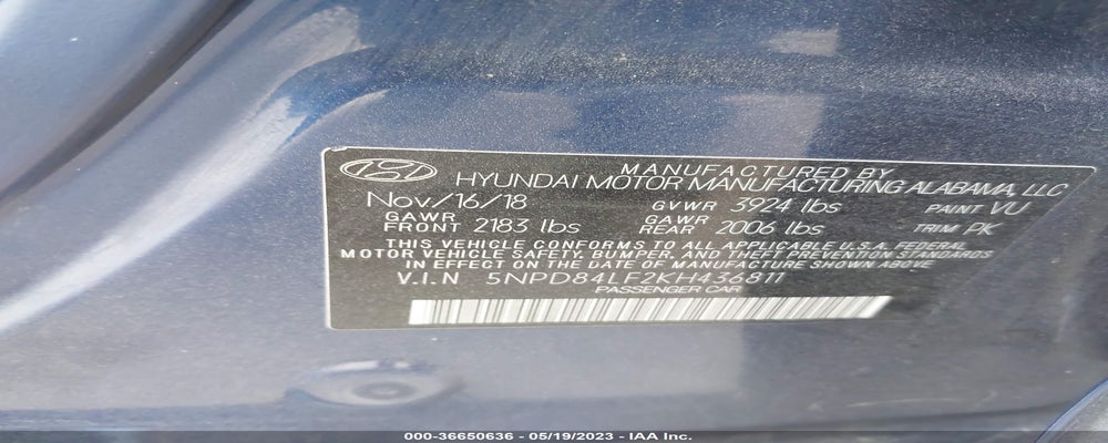 5NPD84LF2KH436811 2019 HYUNDAI ELANTRA photo no. 9